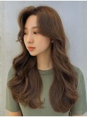 韓国風くびれパーマレイヤースタイル顔周り小顔