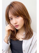 ディーヴァヘアーエズ(DIVA hair Eze)&nbsp;20代30代オレンジブラウン×サイドバングミディアムレイヤー