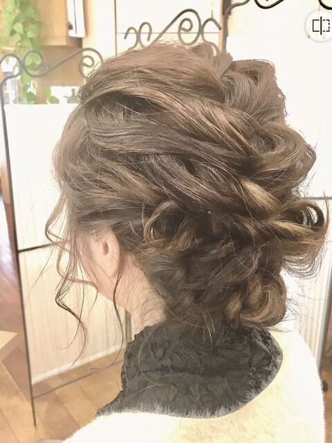 【コトノハ】ヘアセット結婚式編み込み大人可愛いルーズアレンジ