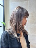 ミディアムレイヤー/レイヤー/ハイライト/アッシュベージュ