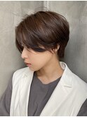 ＃前髪長め＃大人のハンサムショート＃ナチュラルブラウン