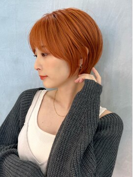 ロンドシエル 横浜(Lond ciel) オレンジベージュ×前髪あり丸みショート/横浜ヘルシースタイル
