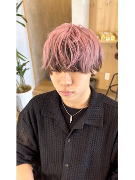 美容室 イズ 館林店(Iz) マッシュパーマハイライト波巻きホワイトピンク