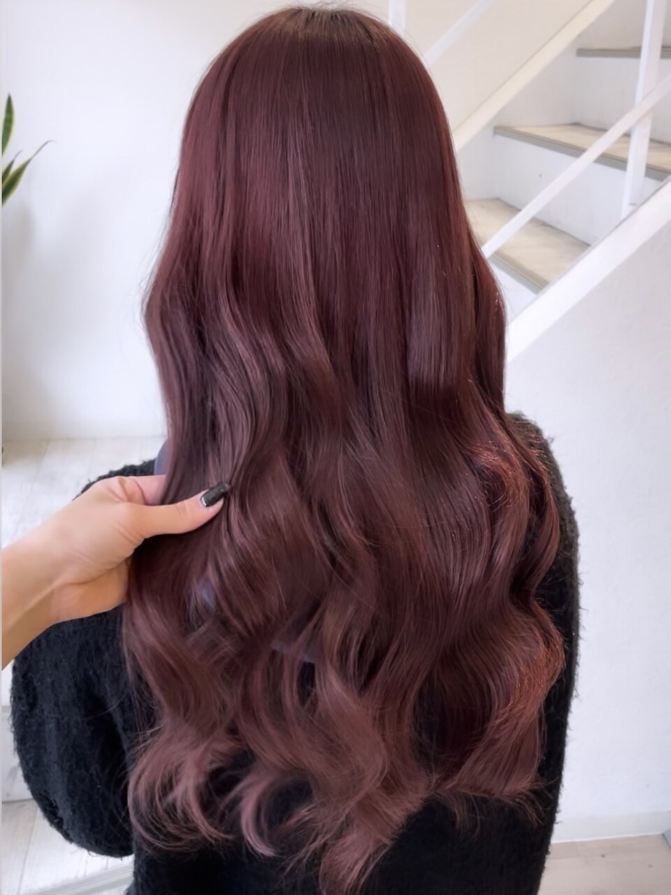 ワインレッド P-33 シール エクステ 人毛 ロング ヘアエクステ