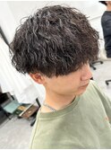 波巻きパーマメンズパーマメンズヘアツーブロックツイストパーマ