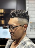 ハイライト オールバックパーマ　メンズ