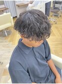 波巻きツイストスパイラルパーマツーブロック刈り上げ