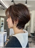 丸みショート・ボブ/丸顔/前髪なし/絶壁解消/20代/30代/長め