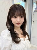 韓国風フェミニンレイヤー × シースルーバング