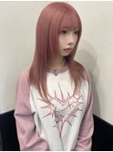 【ペールピンク/顔周りレイヤー/セミロング/ブリーチ】