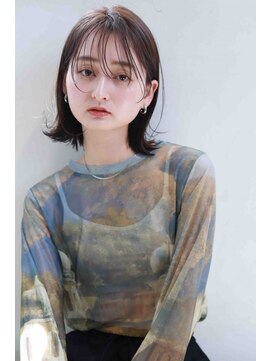 ムウ 難波(MOU) ショート暗めカラーグランマッシュデザインカラー20代30代40代