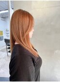 ペールオレンジ×ストレートロング