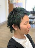 フルメッシュ×グリーン×メンズウルフ