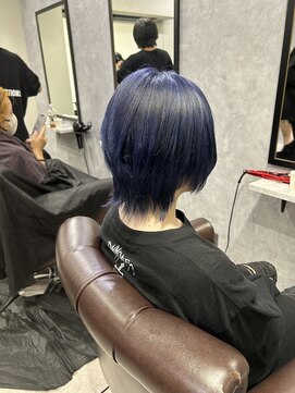 グラッジ 池袋(GLADGE) ネイビーブルー ウルフ 色落ちグレーシルバー