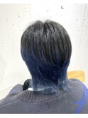ウルフカットネイビーブルーブラックカラー北千住