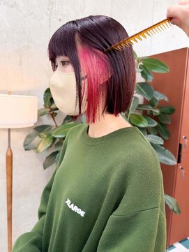 ノエ(noe) ミニボブ/インナーカラー/オリーブグレージュ/20代30代yi104