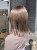 切りっぱなしボブ×オリーブブラウン