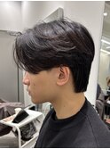 毛流れセンターパートニュアンスパーマカルマヘアメンズパーマ