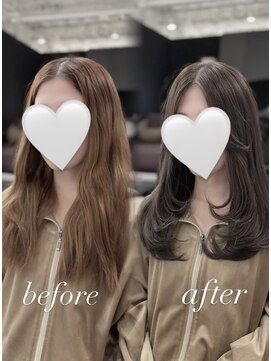 ハピネス 梅田茶屋町店(HAPPINESS) オリーブグレージュ ミディアムレイヤー レイヤーカット 梅田