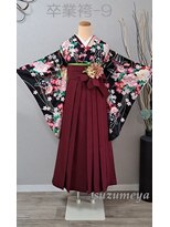 きものサロン すずめ屋&nbsp;レンタル番号　卒業袴-9　黒牡丹　（袴、帯色変更可）