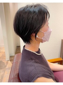 ヘアースパパズ(hair spa PAZ) 黒髪前下がり丸み大人ショートボブ 20代30代40代 祐天寺PAZ