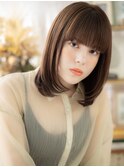 ぱっつん前髪大人可愛い内巻きエアストレート!