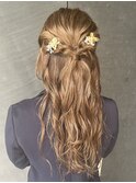 夏のヘアアレンジ　ハーフアップ　お呼ばれアレンジ