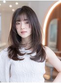 韓国風レイヤーカット髪質改善ダブルカラーミルクティーベージュ