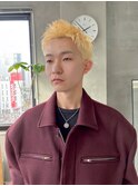 スパイキーショート、メンズカット、ブリーチカラー、ブロンド