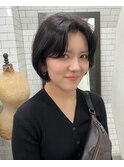 韓国レイヤーボブ×前髪立ち上げ×暖色カラー