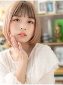 金髪ハイトーンカラー韓国風丸みボブc6戸田公園10代20代30代