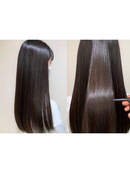 髪質改善ストレートのツヤ髪で女性らしさUP！自慢のモイスチャー縮毛矯正で理想の髪質に♪ポイント縮毛矯正