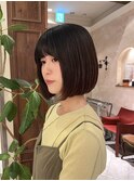 内巻きボブ 韓国ボブ 重めボブ暗髪ボブ前下がりボブ前髪ありボブ