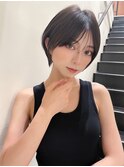 黒髪 ボブルフ ネビージュ 小顔 ワンレン スペインカール