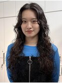チャコール/オリーブグレー/レイヤーカット小顔顔周り韓国原宿