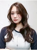 ロング顔周りレイヤー似合わせカット韓国ヘア_F1355