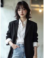 ノラ シブヤ(NORA)&nbsp;小顔ミディアムパーマミディアムデジタルパーマボブパーマ前髪
