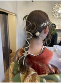 成人式ヘアスタイル/金箔/水引き/玉飾り/紐/振袖/20代