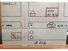 無料駐車場有場所は写真の【B】と【C】