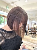 前髪マチルダボブピンクベージュインナーグレージュ韓国