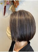 切りっぱなし　マッシュルームヘア　大人ショートボブ