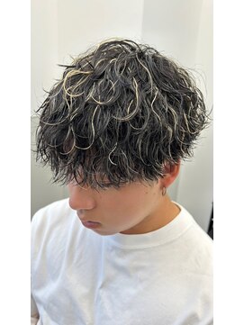 ゴウトゥデイシェアサロン 町田店(GO TODAY SHAiRE SALON) ホワイトメッシュ×波巻きパーマ【町田メンズカット】
