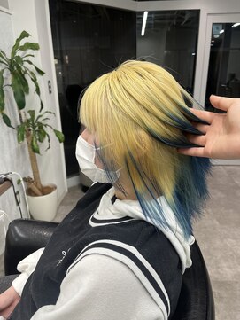 シェル 立川(shell) ブルー×ブロンド　キツネカラー