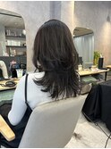 大人こなれミディアム レイヤーカット×外ハネ×赤みなしカラー