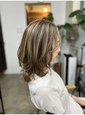 レイヤーカット ミルクティーハイライト  髪質改善 40代50代女性