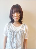 顔まわりレイヤー×ラベンダーブラウン