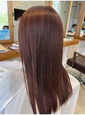 大人シアーベージュミニウルフボブミディアムレイヤー