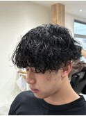 刈り上げマッシュ×波巻きパーマ