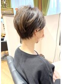 チョコレートブラウン小顔マッシュショートショートボブ30代40代