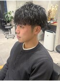 花田メンズ波巻きツイストスパイラルパーマセンターパート下北沢